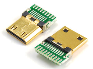 Mini HDMI C male,PCB board wire solder type