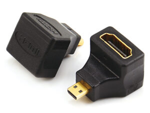 HDMI micro male to HDMI A female adaptor,90˚angle type