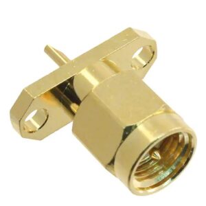 2-Hole Flange Panel Mount SMA Connector Straight (Plug, Male,50Ω) L18mm Amphenol 132141