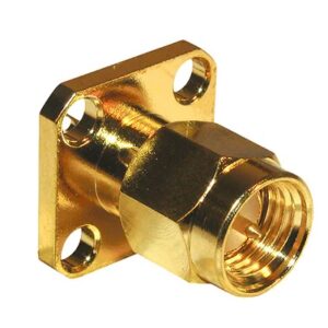 4-Hole Flange Panel Mount SMA Connector Straight (Plug, Male,50Ω) L18mm Amphenol 132140