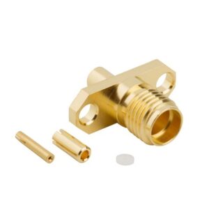 2-Hole Flange Panel Mount SMA Connector Straight (Jack,Female,50Ω) Amphenol 132253